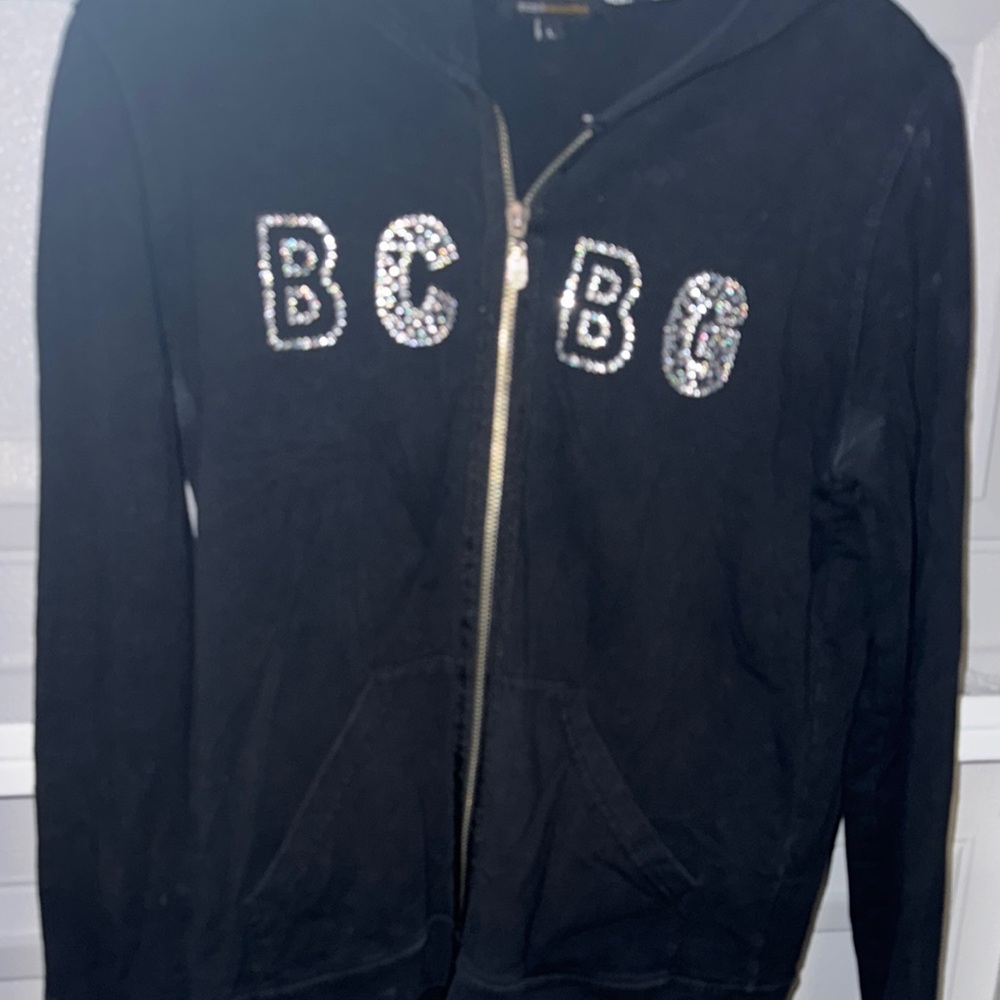BCBG Black Hoodie with Rhinestone Logo